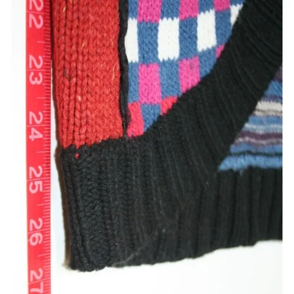 Desigual Larita 37J2151 Patchwork Knit Sweater Womens Small Artsy Boho Indie - Picture 8 of 9
